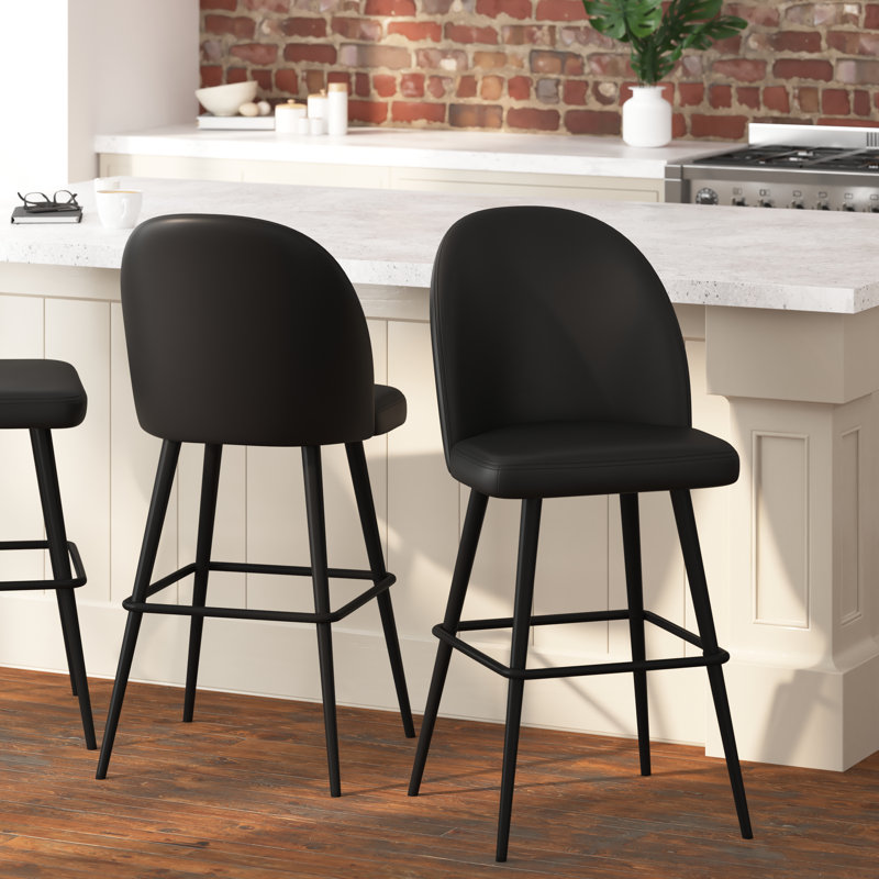 Tabouret de bar et de comptoir Alita, Noir, Tabouret de bar (siège d'une hauteur de 30 po)