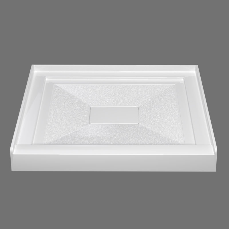 Base de panneau de douche à seuil simple blanc l 30 po x P 30 po avec ensemble de bonde et couvercle de bonde inclus, antidérapant