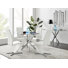 Tierra Sleek Metal and Glass Round Dining Table Set with 4 Faux Leather Upholstered Dining Chairs