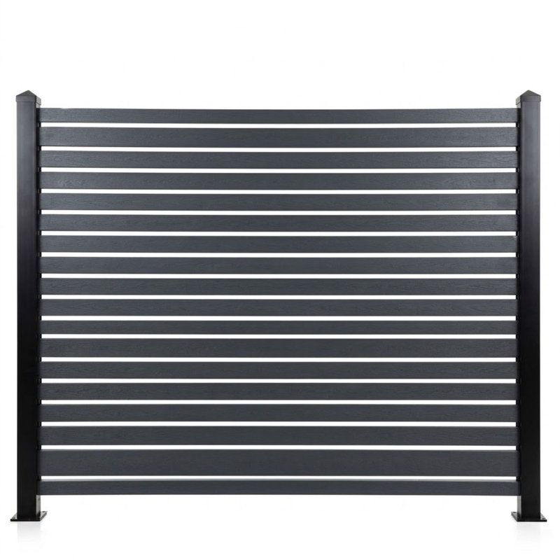 3ft High Aluminium Slatted Fence Kit with 50mm Slats-Modern Garden Fencing (Black & Anthracite Grey), Anthracite Grey