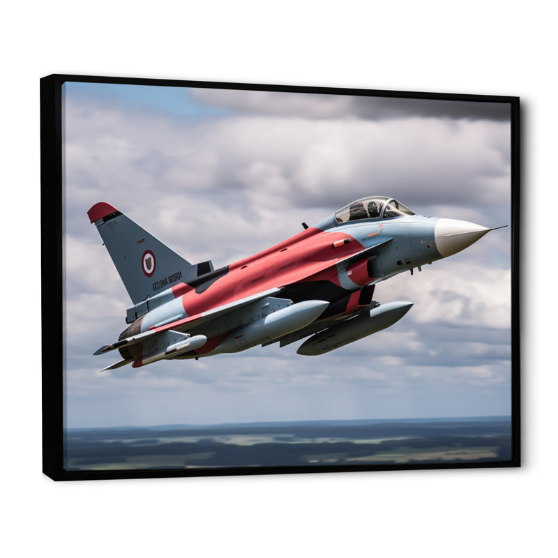 Avion de chasse militaire I - reproduction sur toile, H 12 po x l 20 po x P 1 po, Cadre flottant noir