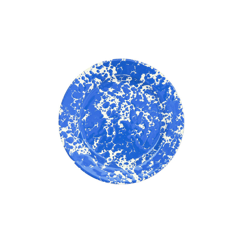 Splatter Flat Salad Plates, Black, Blue