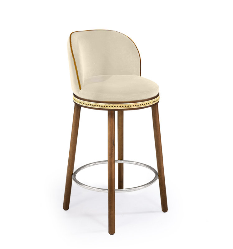 Tabouret de bar et de comptoir Alma, Tabouret de bar (siège d'une hauteur de 30 po), Nuage, Nickel poli