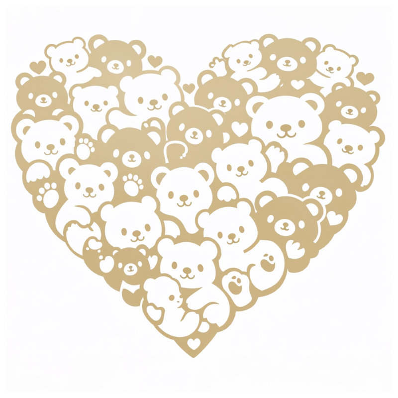 Édredon en forme de cœur avec ours en peluche, Simple extra long