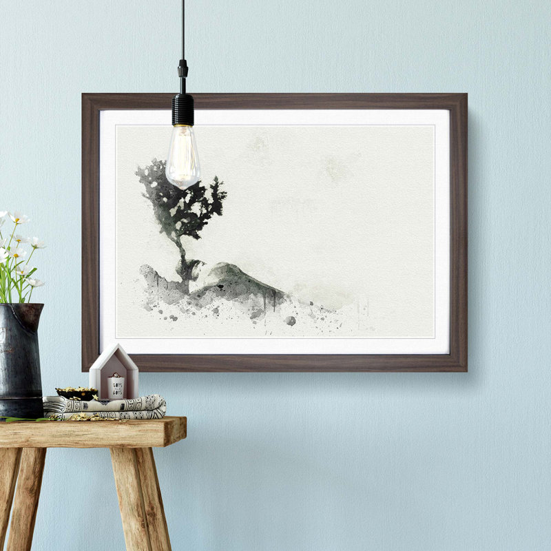 Growing Bonsai Tree in Abstract - Picture Frame Graphic Art Print, 48cm H x 65cm W x 2cm D, Walnut Framed
