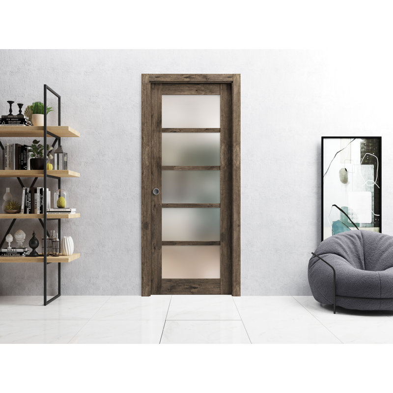 Portes à panneaux coulissantes à panneaux Quadro, Chêne cognac, 36 po x 80 po
