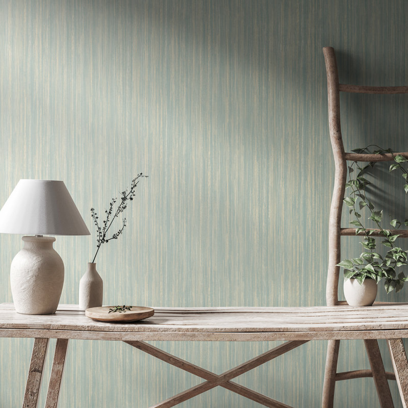 Stria - Soft Blue 10m Wallpaper, Taupe