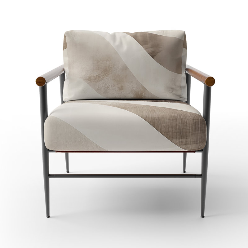 Upholstered Accent Chair, Brown Round Arms