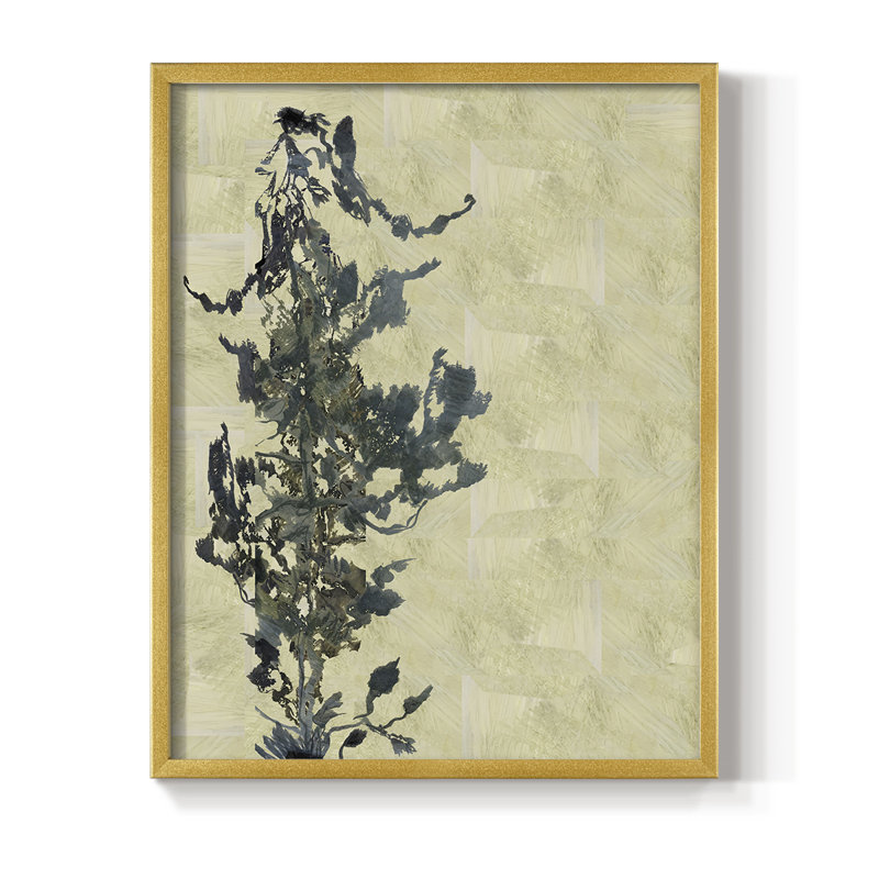«Chinoiserie 2 Tan II», reproduction encadrée - bois massif, Or, H 28 po x l 22 po