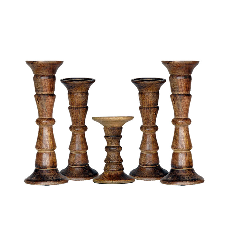 12'' H Wood Tabletop Candlestick