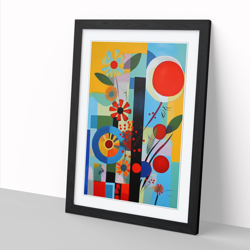 FRM-V0523-878X Flowers Constructivism Floral Vol.1 - Single Picture Frame Print, Oak Framed, 34cm H x 25cm W x 2cm D
