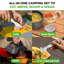 Ensemble de batterie de cuisine pour le camping Nutrichef - Pots, casseroles, ustensiles, bols, couverts et outils de nettoyage antiadhésifs légers avec sac en filet, poignées pliables, équipement de cuisson extérieur compact pour la randonnée et les voyages (gris)