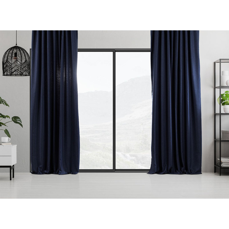 Blackout Single Curtain Panel, 130cm Width x 350cm Drop, Navy Blue
