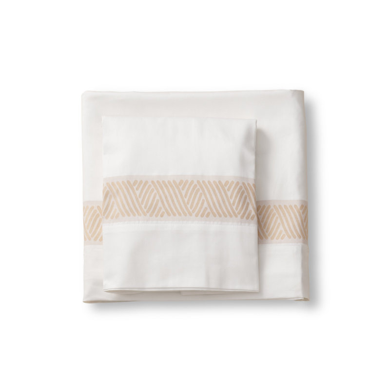 Ensemble de draps 100% coton The Met X Ann Gish, Os / sable, Ensemble de draps pour très grand lit avec 2 taie