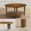 Table basse ovale en bois massif avec tablettes à 2 niveaux-1347109654