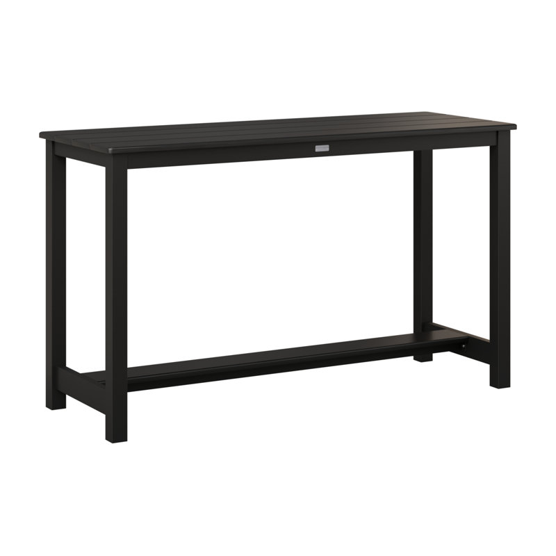 Balcony Outdoor Table, Matte Black, 35.5" H x 60" W x 22" D, Hammered Top Black