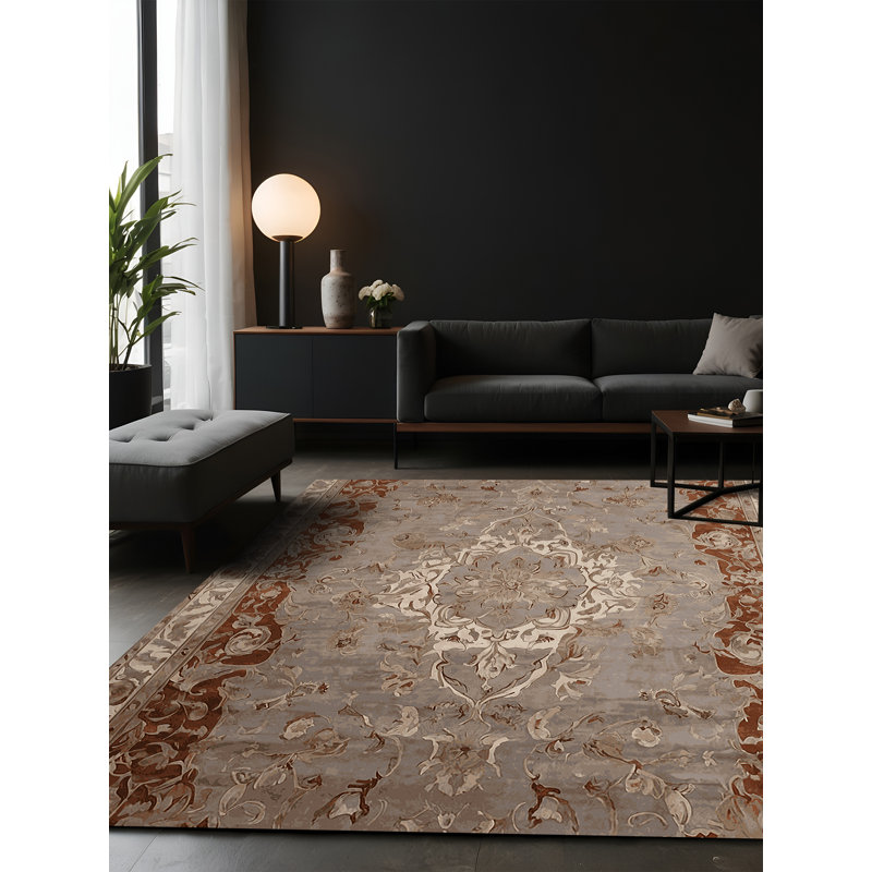 Tapis gris soyeux et moelleux, Carré 4 pi