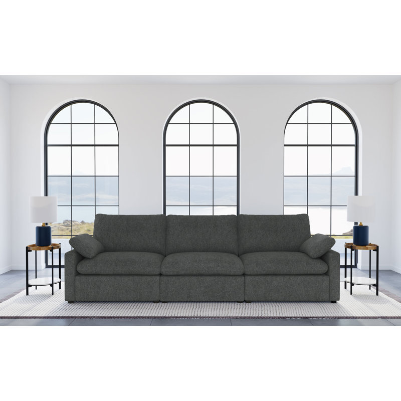 Canapé modulaire Roca gris foncé, Tissu gris foncé