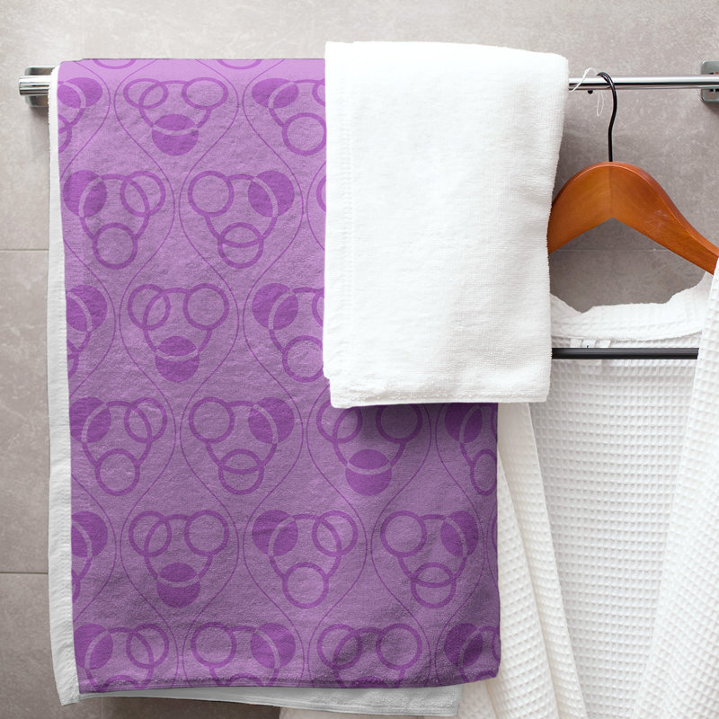 Serviette de bain à motif de cercles et de vagues Classic, Mauve foncé
