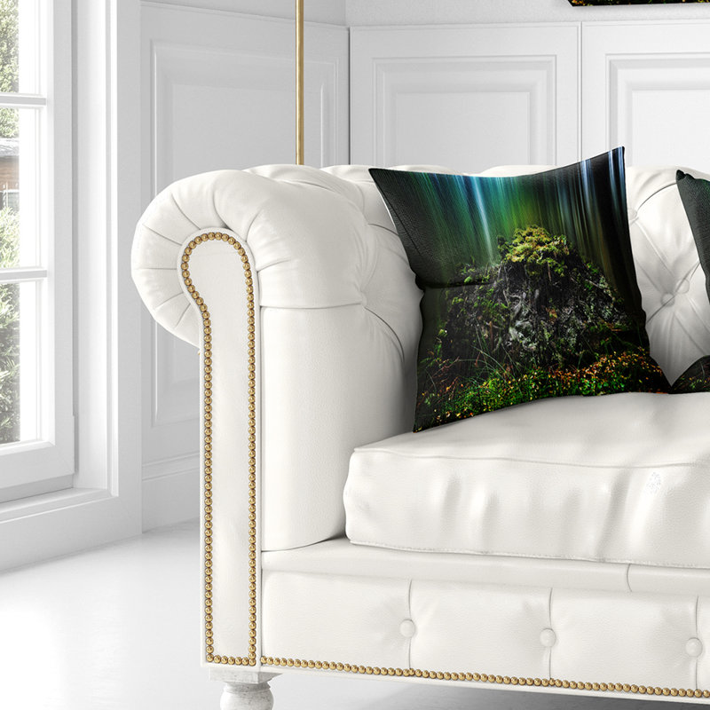 Coussin foncé imprimé forêt sombre, 16 po x 1 po, Coussin décoratif