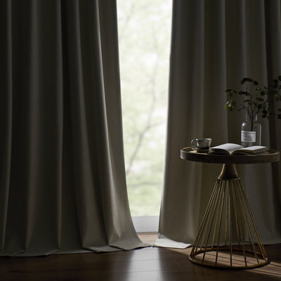 Linen Pinch Pleated Linen Blend 100% Blackout Thermal Curtain Panels (Set of 2)