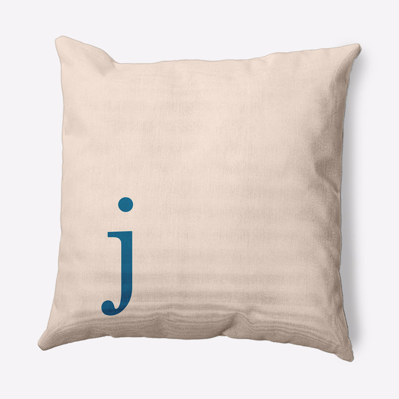 Modern Monogram Decorative Throw Pillow Square, Autumn Blue, 16" x 16", J