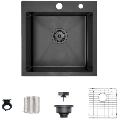 18-In Drop-In Single Bowl 16-Gauge Stainless Steel Kitchen Sink