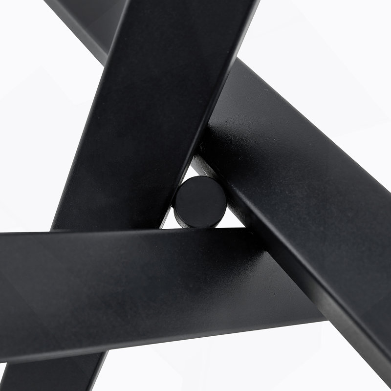 Table ronde moderne en verre minimaliste: 31 pouces de diamètre, support en métal noir en forme de X, élégant et pratique.