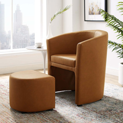 Modway Divulge Modern Leatherette Armchair and Ottoman