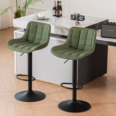 Swivel Upholstered Adjustable Height Counter Stool with Metal Frame