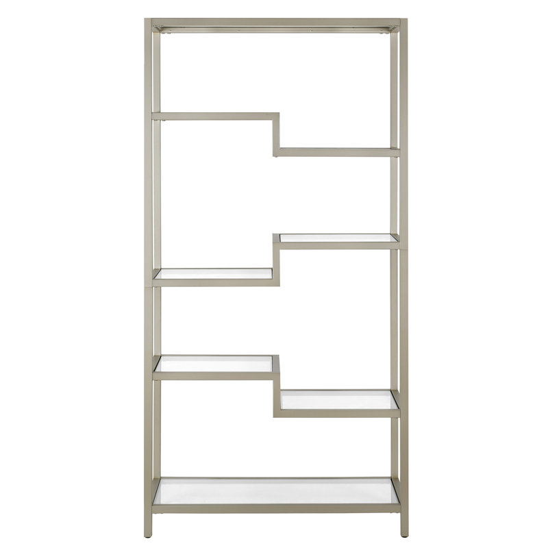 172.7cm H x 86.3cm W Steel Standard Bookcase, Satin Nickel