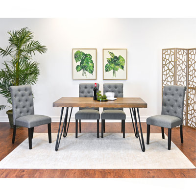 7-Piece Dining Set, Hairpin Dining Table With 6 Chairs, 4 Color Options