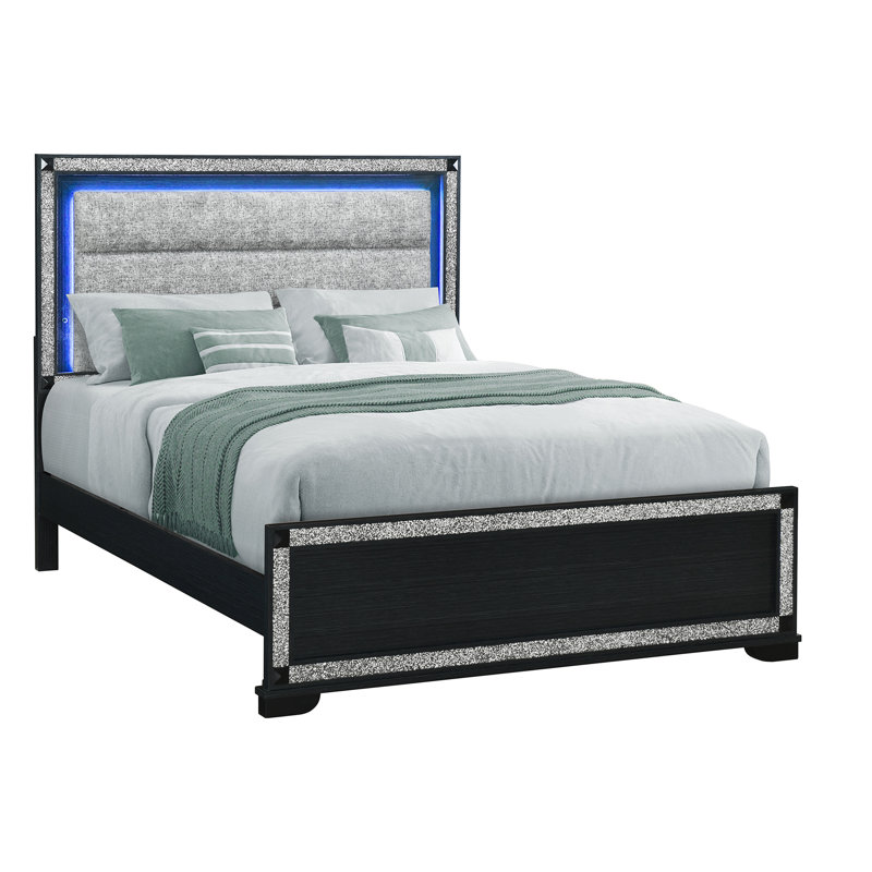 Grand lit gris anthracite Soleil, Grand, Noir