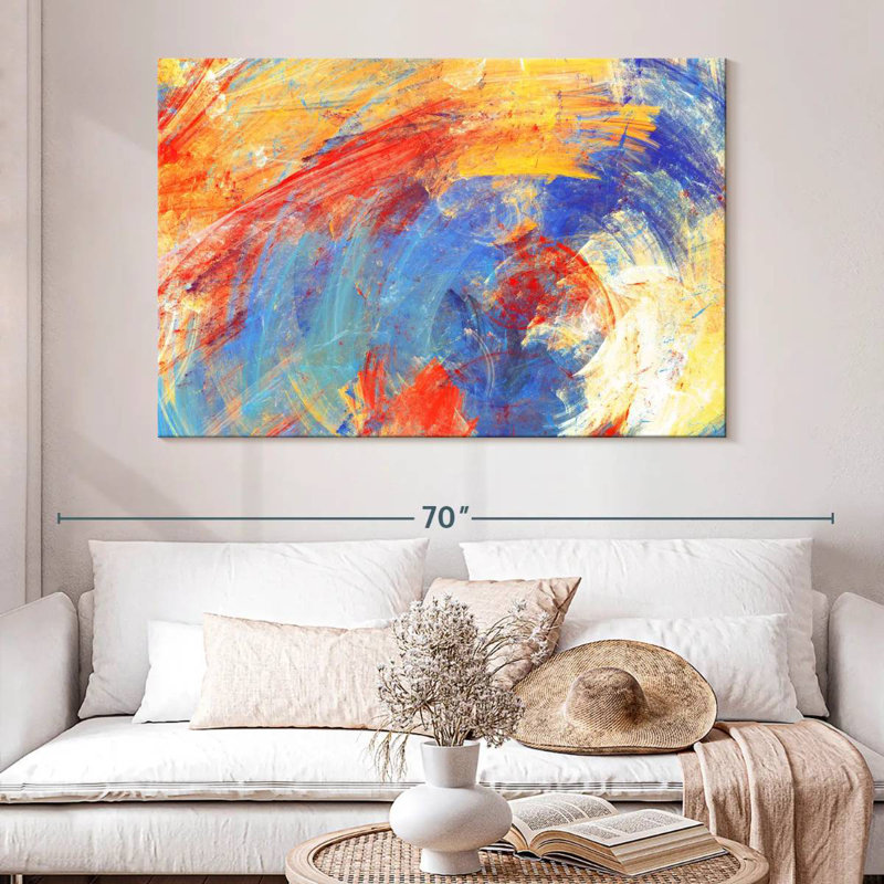 Avery Red Yellow Blue Abstract, 34" H x 51" W