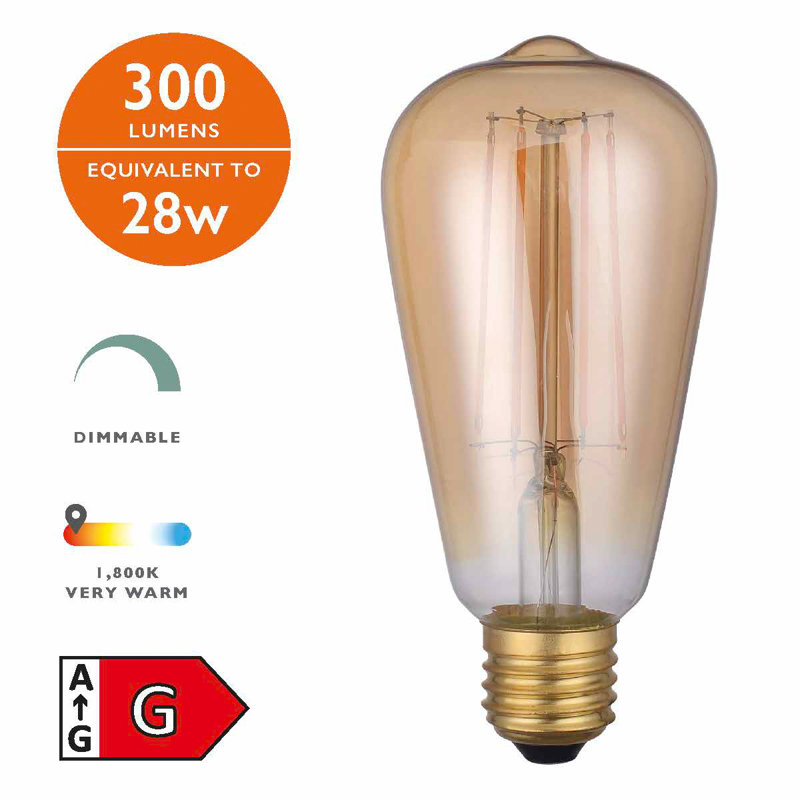 4W Gold LED Vintage Filament Light Bulb