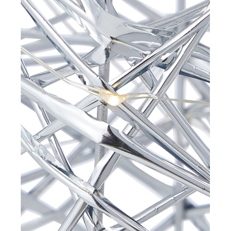Metallic Silver 3pc Cone Set, Pre-Lit with Micro Warm White LED Lights, Battery Operated