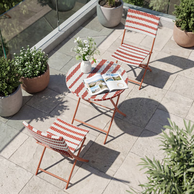 3-piece Steel Frame Wicker Folding Bistro Set