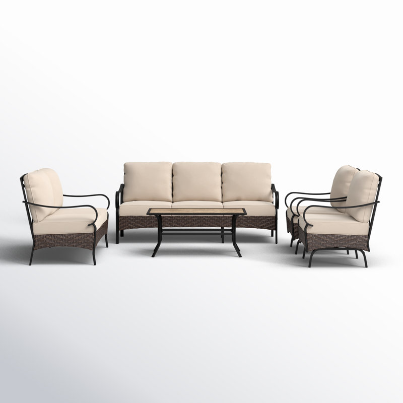 Salem 9-Person Rocking Outdoor Conversation Set with Loveseat & Rocking Lounge Chairs, No, Beige