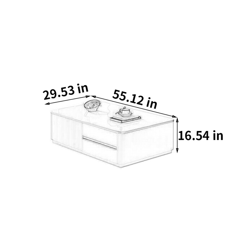 Table basse moderne moderne, H 16,54 po x L 55,12 po x l 29,53 po, Gris