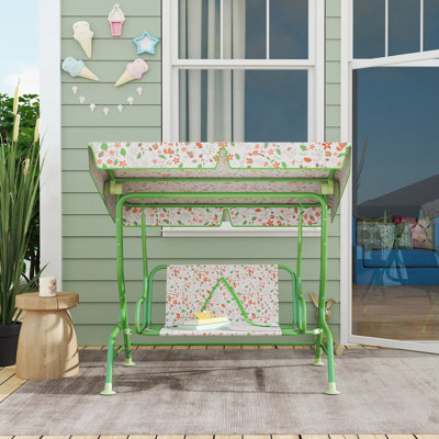 Balancelle de patio, balançoire à baldaquin ajustable avec ceinture de sécurité, balcon extérieur au bord de la piscine