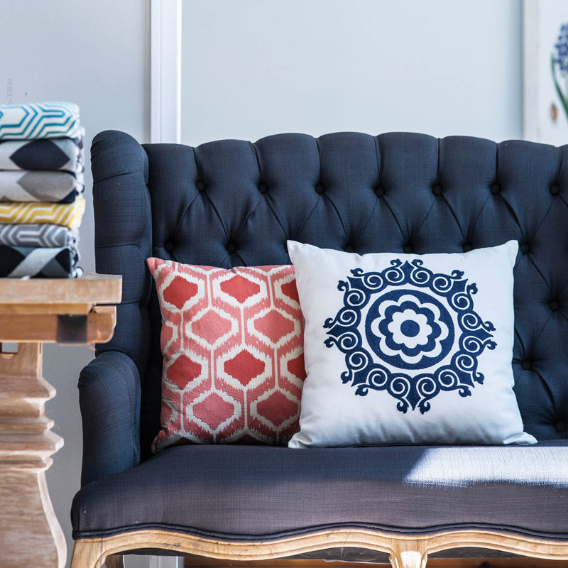 Floral Cotton Throw Pillow