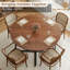 Table de salle à manger ronde moderne en noyer avec pieds croisés en métal robuste