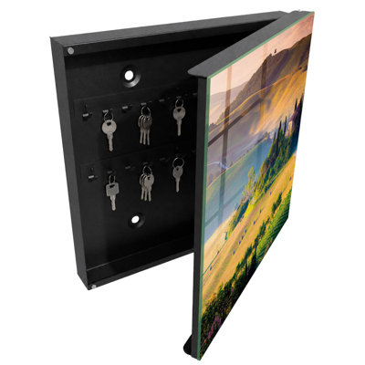 Key cabinet, Opens to the left, 30x30x5, Black, Lovely hills and house, 