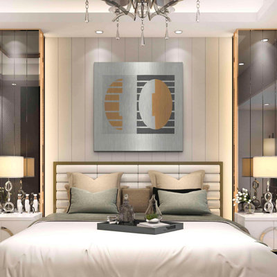 Art mural luxueux «Latitude V2» par Mike Schick, art mural en métal, 36 po x 36 po