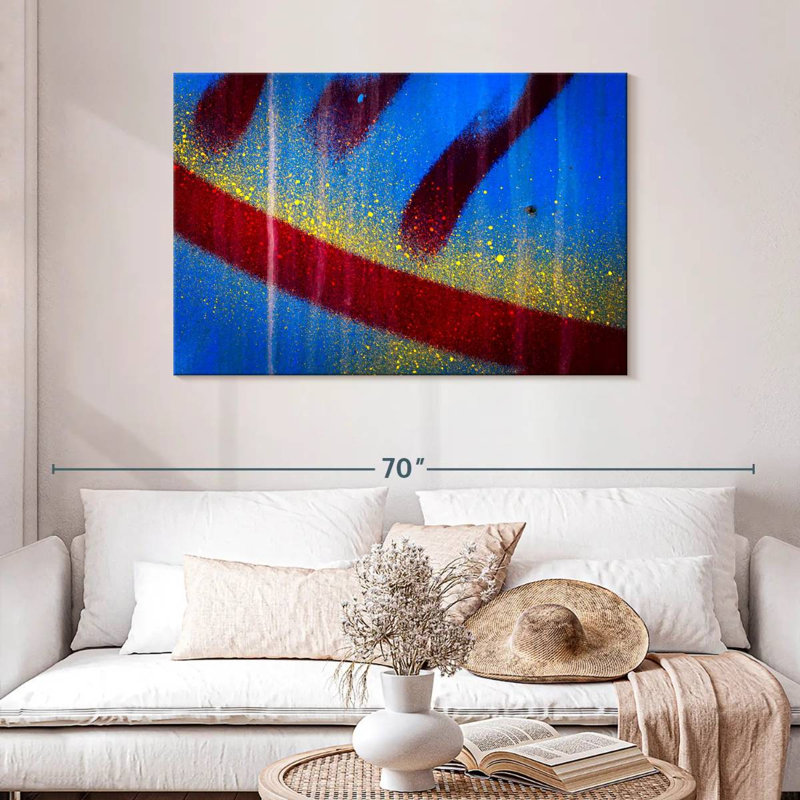 Avery Splashed Blue Abstract I, 30" H x 45" W