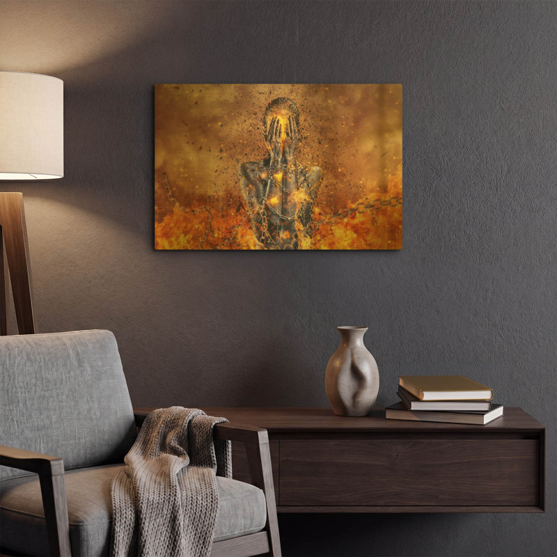  «À travers les cendres» par Mario Sanchez Nevado, art mural en métal doré, 24 po x 16 po, 24 po x 16 po