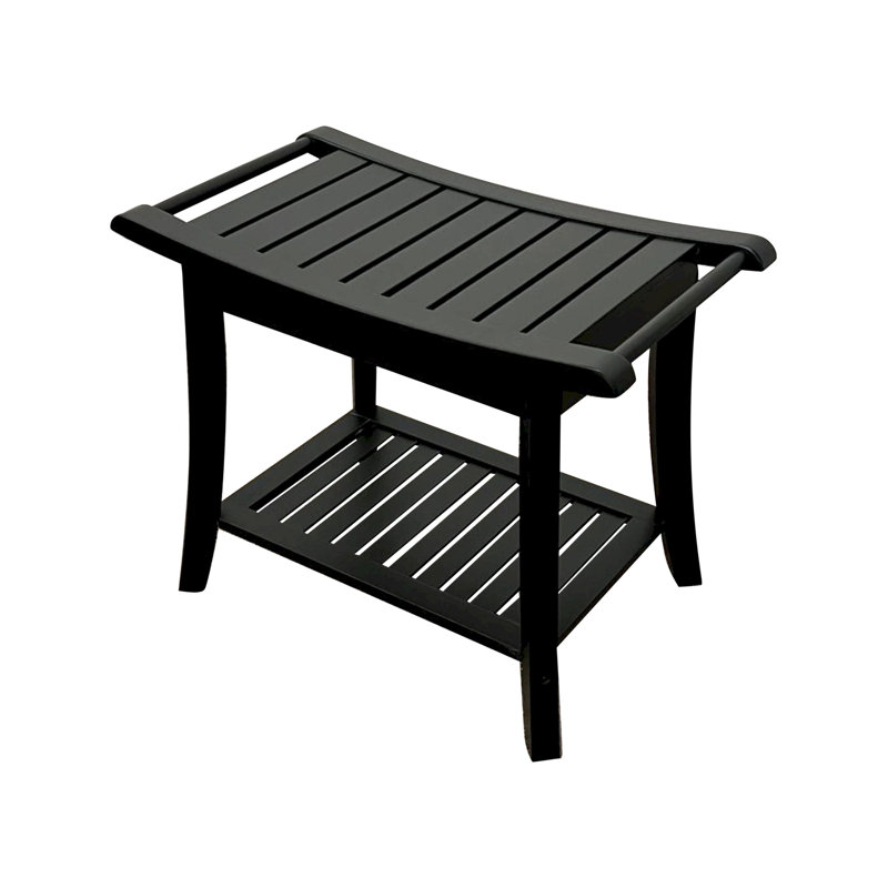 Mitch 23.75'' W Bamboo Shower Bench, Matte Black