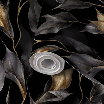 Papier peint auto-adhésif à motif floral en velours foncé auto-adhésif et amovible 24 po x 118 po (60 x 300 cm)