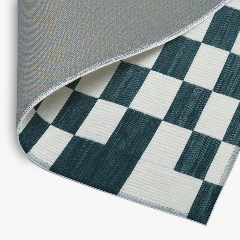Tapis d'intérieur et d'extérieur à carreaux beige