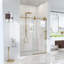 Porte de douche coulissante simple sans cadre de 56 à 60 po de largeur H 72 po - verre trempé transparent de 5/16 po (8 mm), conception de dérivation avec finition or brossé-124898923